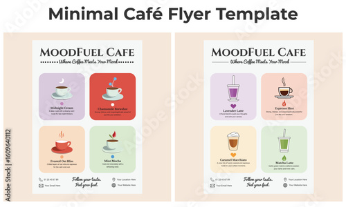  Vector drink flyer for bar and cafe.  A4 vector illustration for banner, flyer, cover, advertising, menu, poster.

