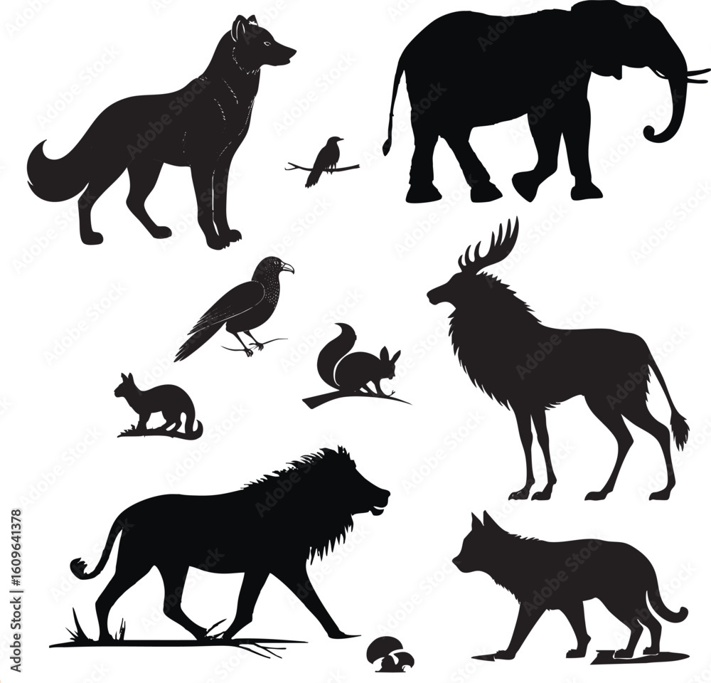 Obraz premium set of silhouettes of animals
