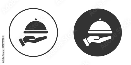 Hand holding tray icon doodle vectors, vector illustration