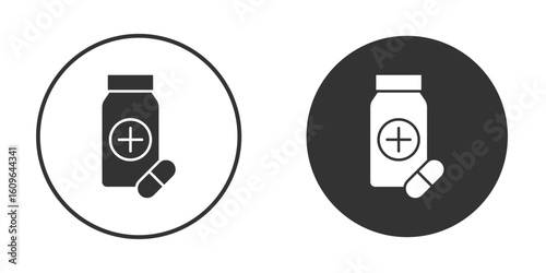 Pill bottle icon doodle vectors, vector illustration