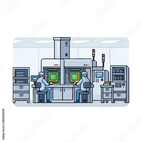 Technicians Working in a Cleanroom Environment Illustration.