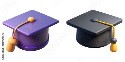 Celebrating graduation success with sleek modern graduation caps for digital designs and educational resources