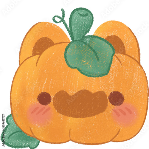 Jack-O-Lantern, kawaii style, cute pumpkin