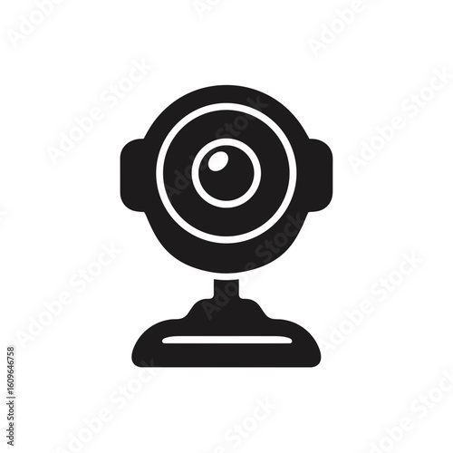 Webcam icon in flat style representing video communication and streaming
