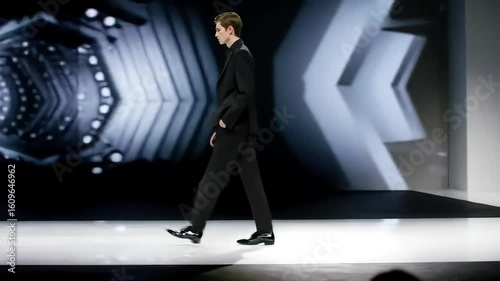 Runway model walks, show background
