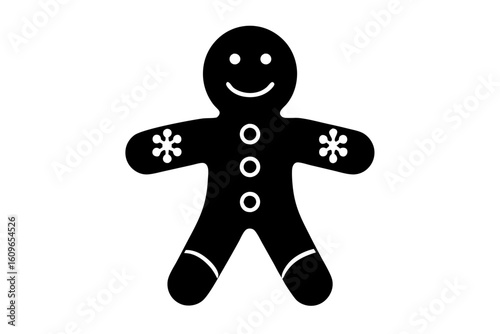Holiday Gingerbread Man Silhouette Vector for Winter Decor