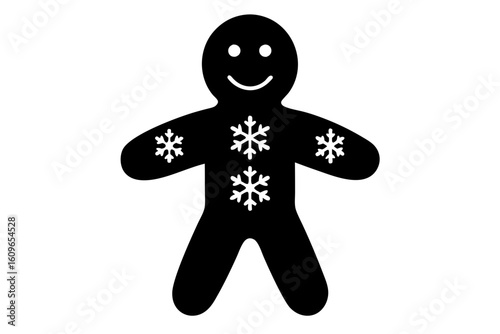 Gingerbread Man Icon Silhouette Perfect for Holiday Winter Graphics