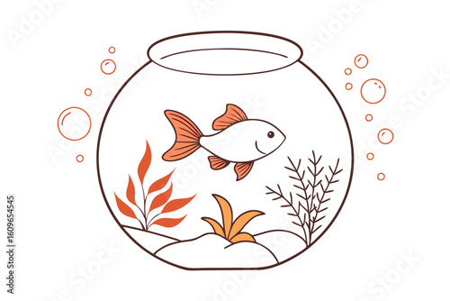 Goldfish Swimming Illustration for Nature or Aquarium Designs