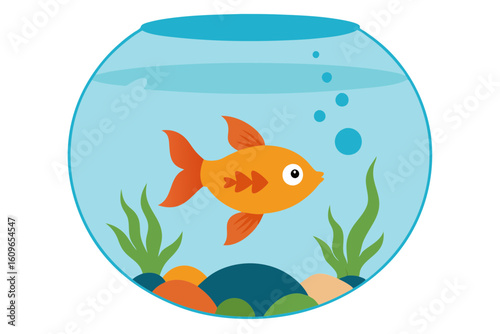 Goldfish Swims Gracefully in Water Vector Illustration Design