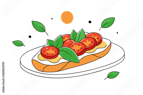 Italian Bruschetta Platter with Tomato Basil and Olive Art