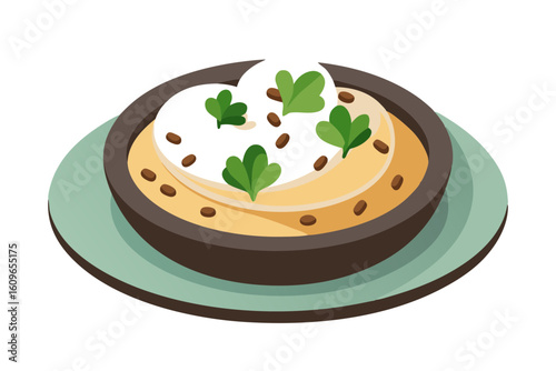 Risotto Plate with Italian Flavors and Creamy Sauce Vector