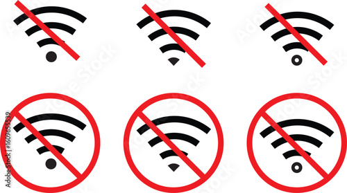 no wifi icon set. wifi internet, wireless problem icons sign, Internet service icons on symbol, vector technology, illustration,

