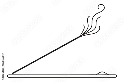 Incense Stick Line Drawing for Meditation and Wellness Artwork