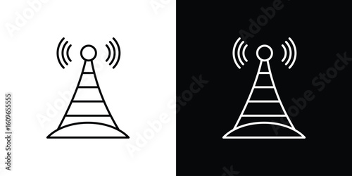 Broadcast tower icon design vector art Illustrations
