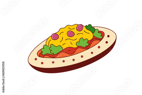 Enchilada Plate in Line Art with Traditional Mexican Sides