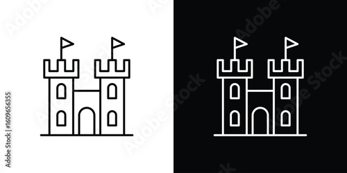 Castle icon design vector art Illustrations