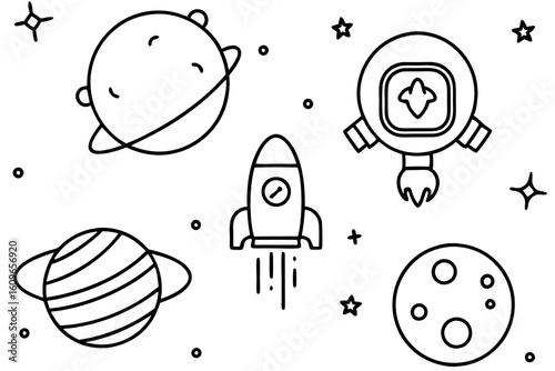 Space Themed Page Vector Illustration for Sci-Fi and Galaxy Art