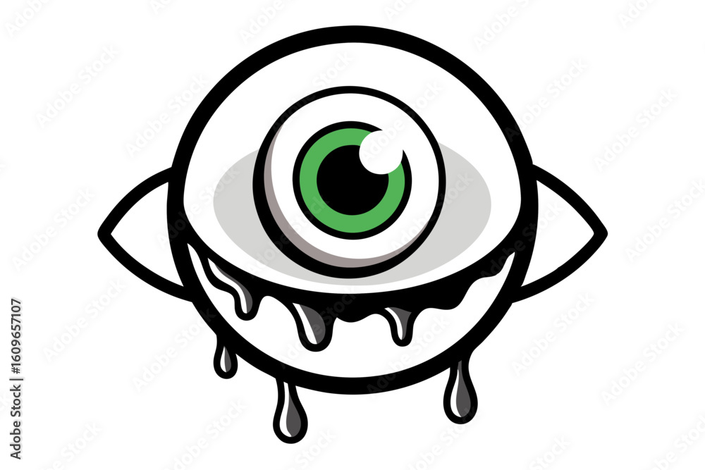 Obraz premium Spooky Eyeball Vector Illustration for Halloween Party Graphics