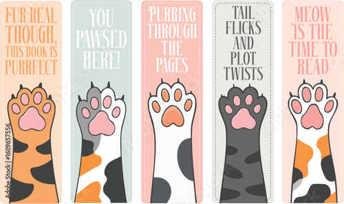 Cat Bookmarks Bundle - Cute Cat Paw Bookmark Designs