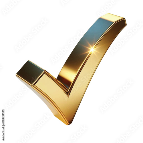Golden Check Mark Icon 3d transparent