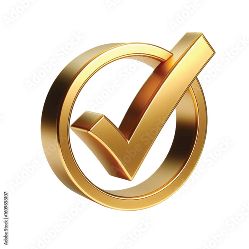 Golden Check Mark Icon 3d transparent