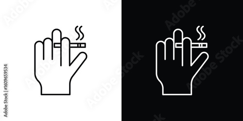 Hand holding cigarette icon design vector art Illustrations