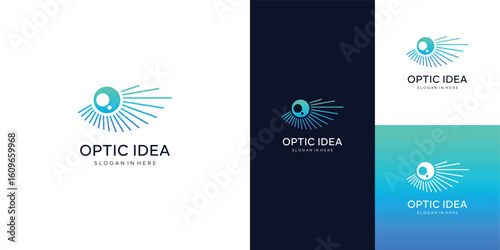 Eye digital technology logo design, Eye cyber symbol. lens aperture positions. Retina scan eye icons collection, Simple, science, silhouette, vector template