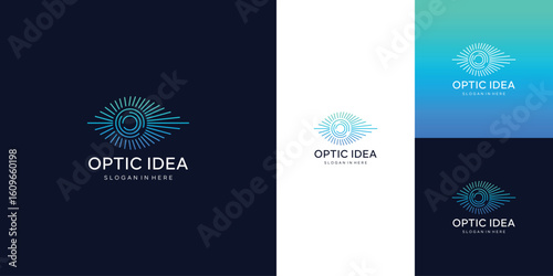 Eye digital technology logo design , cyber symbol. lens aperture positions. Retina scan eye icons collection, Simple vector template