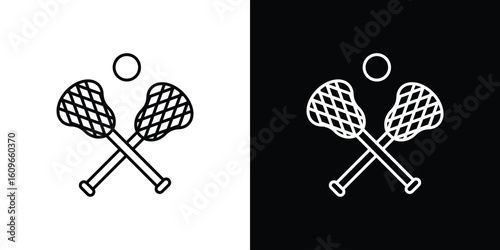 Lacrosse stick ball icon design vector art Illustrations