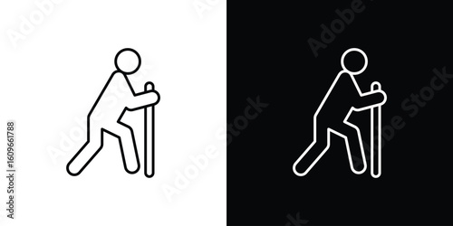 Person walking with cane icon design vector art Illustrations