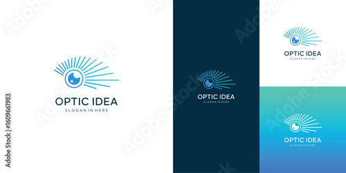 Eye logo design, cyber symbol. lens aperture positions. Retina scan eye icons collection, Simple, science, technology, silhouette, vector template