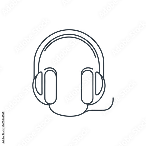 Minimalist illustration of headphones with a sleek design, suitable for music and audio-related content