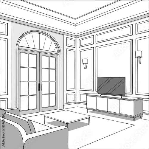 Elegant minimalist luxury living room interior design with smooth pearl accents and sophisticated furniture perfect for modern upscale home decor