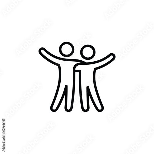 Symbolic depiction of Friendship or Companionship, Two Abstract People with Arms Around Each Other