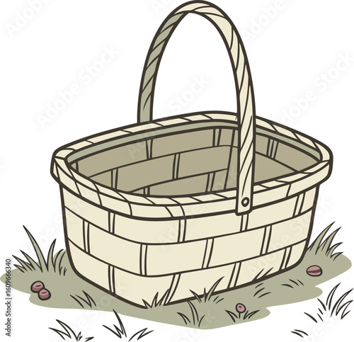 wicker basket isolated on white background vector