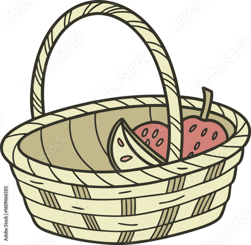 wicker basket isolated on white background vector