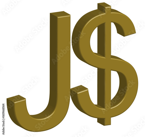 3D Gold Jamaica Dollar Currency Symbol (J$) - JMD Icon