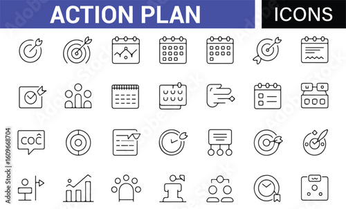 Action Plan for Business Success with People and Calendar Icons