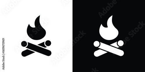 Campfire icon. Vector illustration. Flat design.