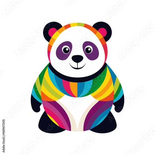 panda colorful silhouette vector art illustration