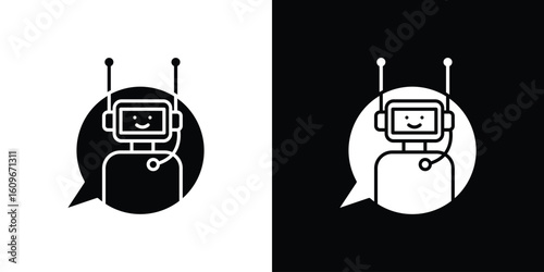 Chatbot speech bubble icon. Vector illustration. Flat design.