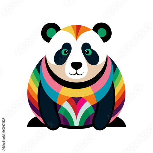 panda colorful silhouette vector art illustration
