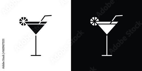 Citrus Martini glass icon. Vector illustration. Flat design.