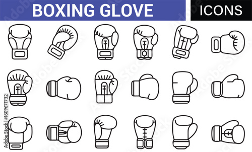 Boxing Gloves Icon Collection for Sport and Fitness Equipment