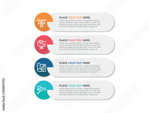  Can be used for 4 steps, options, business process, workflow, diagram, flowchart concept, timeline, marketing icons, info graphics.
