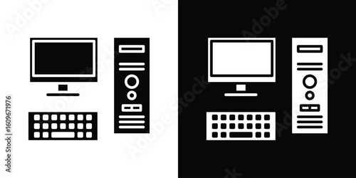 Computer icon. Vector illustration. Flat design.