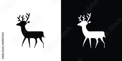Deer icon. Vector illustration. Flat design.
