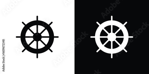 Dharmachakra icon. Vector illustration. Flat design.