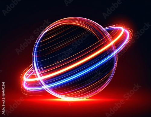 Abstract sphere with glowing rings