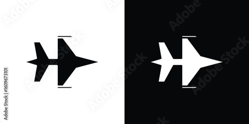 Fighter jet icon. Vector illustration. Flat design.
